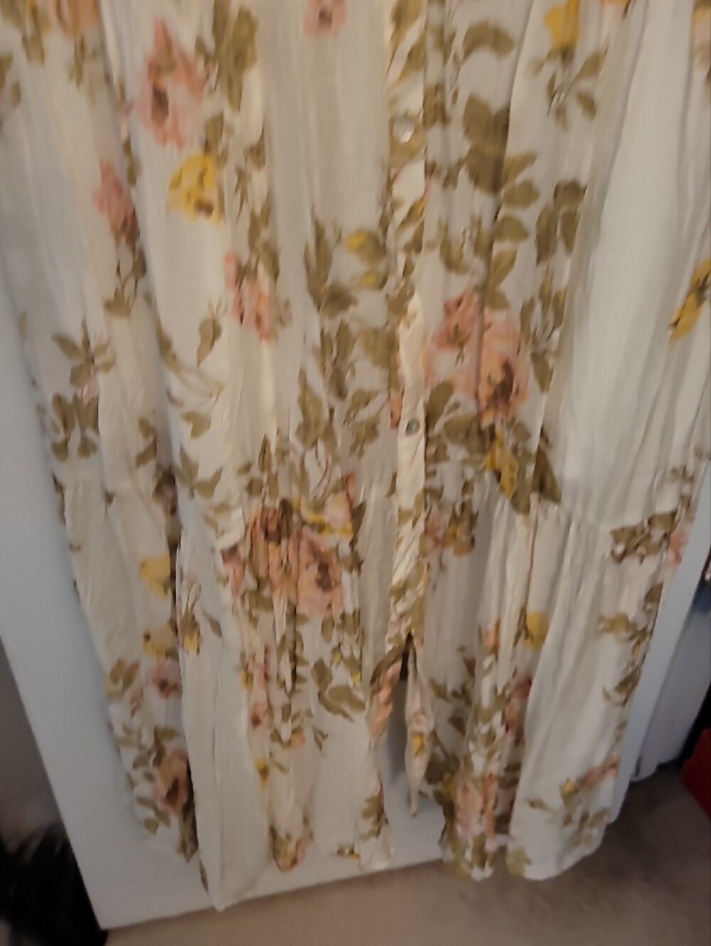 Worn Once, MSK Cream Maxi Shirt Dress with Pink & Yellow Floral Print - Picture 8 of 9